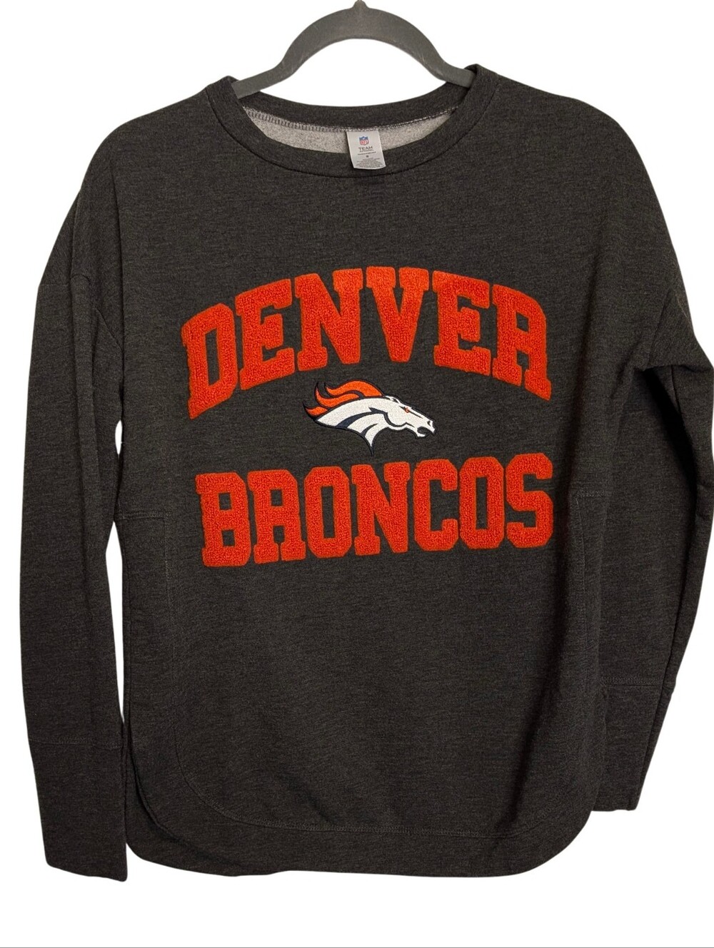 Denver Broncos Sleepwear Charcoal Crewneck Sweatshirt. Small